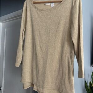 Chico's Shimmering Gold Knit Top Sz 2